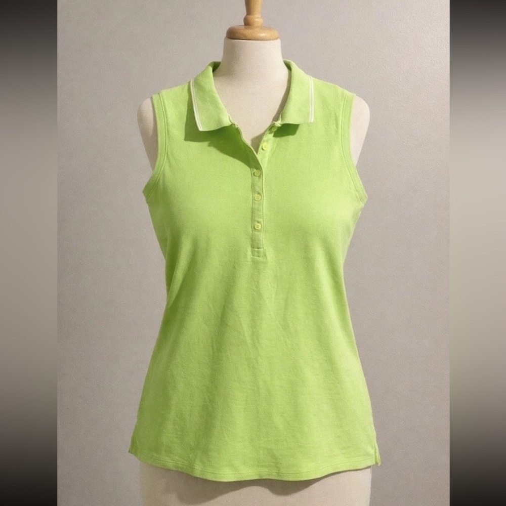 Kim Rogers Lime Green Sleeveless Polo Golf Tank Top Shirt